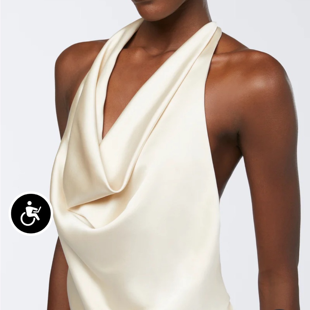Ivory Satin Mini Dress - Picture 2 of 5